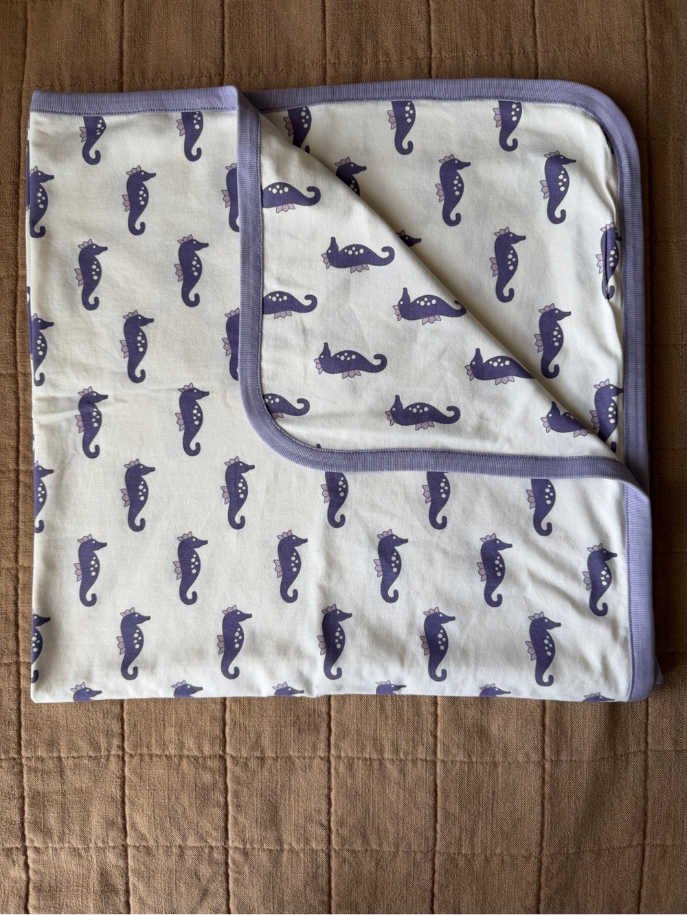 Lavender Seahorse Organic Cotton Baby Blanket - Monica + Andy NWT